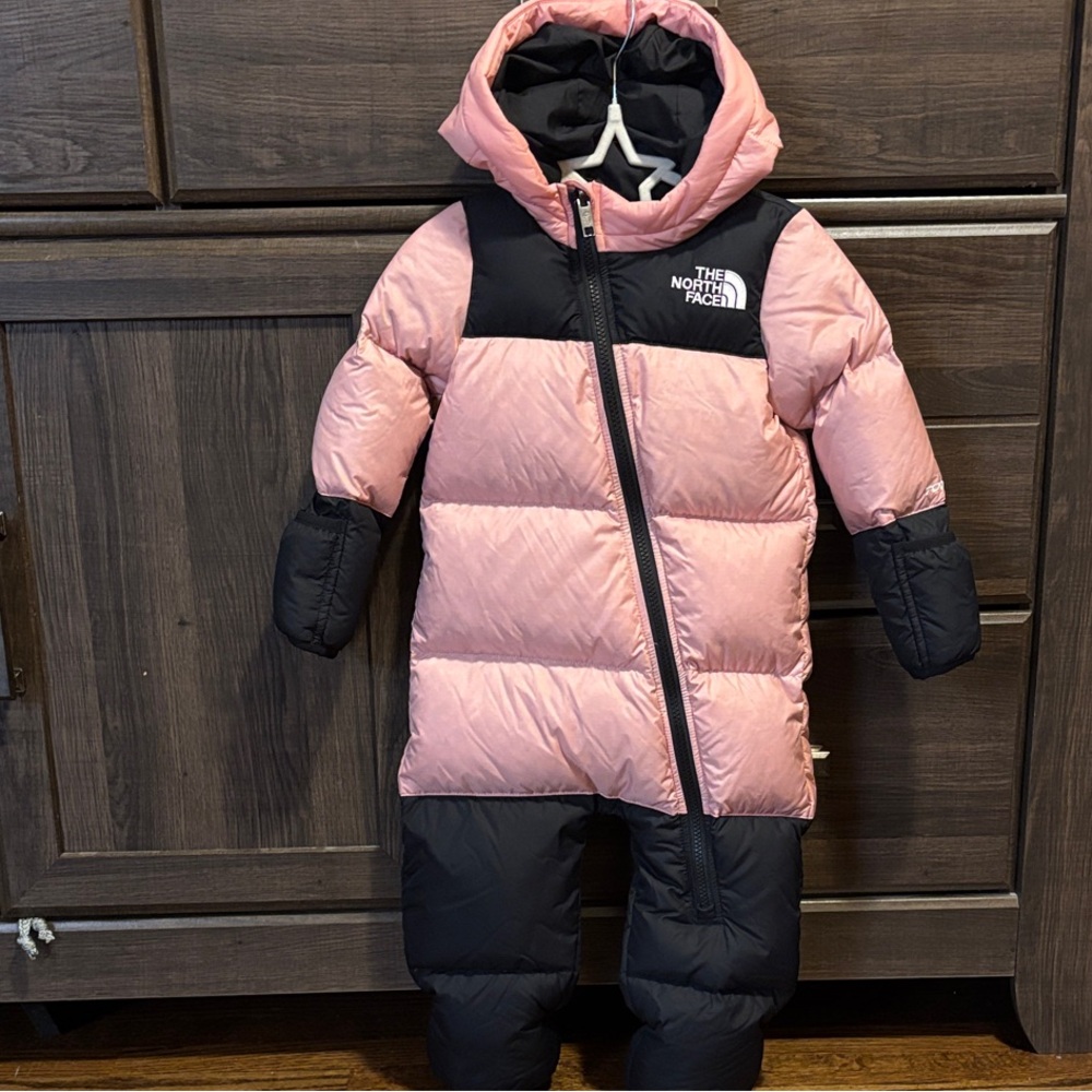 The North Face Pink and Black Infant Snowsuit